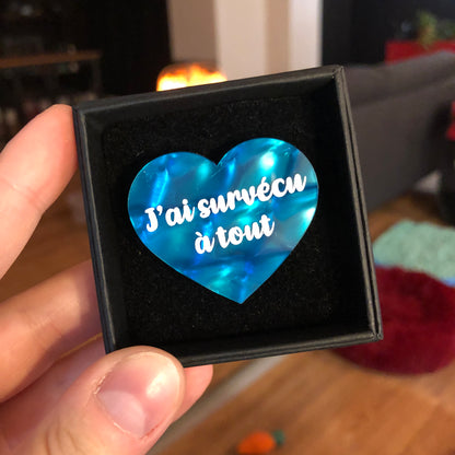 Broches "Contrôle technique" dans les tons bleus