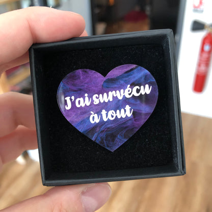 Broches "Contrôle technique" dans les tons bleus/violets