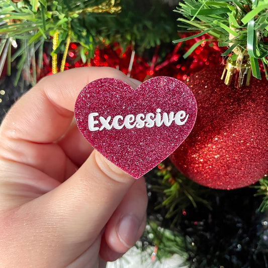 Broche "Excessive" en acrylique japonaise rose à paillettes