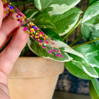 [CONTRÔLE TECHNIQUE] Pic à plante "A fleur de pot" en acrylique à pois jaunes et roses