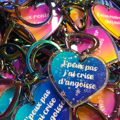 Porté clé "J'peux pas j'ai crise d'angoisse" / "J'veux rentrer chez moi" (CDA-2-AC)