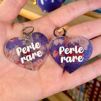 Boucles d'oreilles "Perle rare" en acrylique transparente avec du tissu japonais à l'intérieur