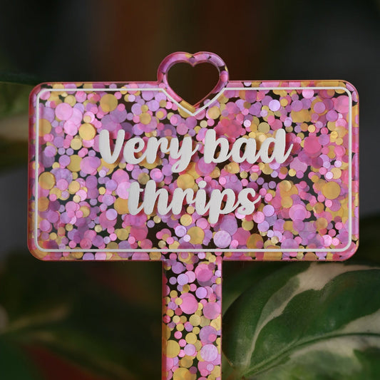 [CONTRÔLE TECHNIQUE] Pic à plante "Very bad thrips" en acrylique marbrée rouge