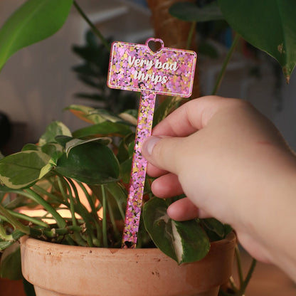 [CONTRÔLE TECHNIQUE] Pic à plante "Very bad thrips" en acrylique marbrée rouge